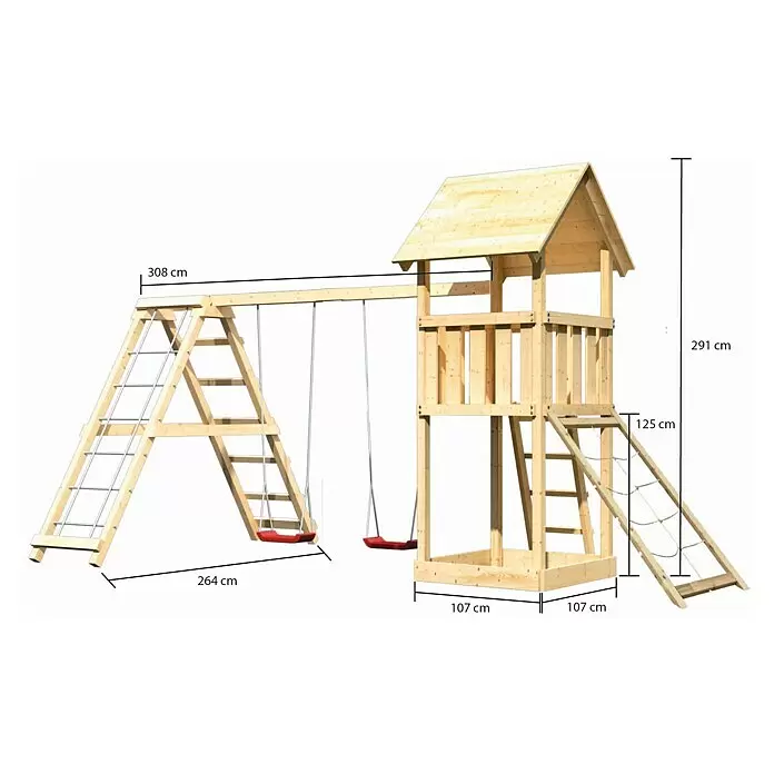 Karibu Kinderspielturm Lotti Set 22L x B x H: 264 x 415 x 291 cm, Natur