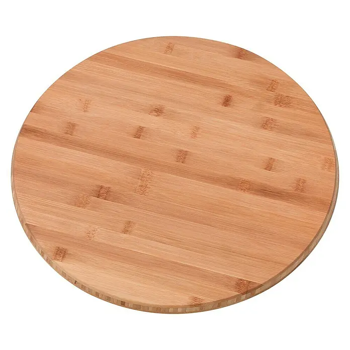 CUCINE DrehtellerBambus, Durchmesser: 40 cm - Eine runde, hellbraune Bambusplatte, ideal als Schneidebrett oder Servierplatte. Die Platte hat eine glatte Oberfläche und eine natürliche Holzmaserung.