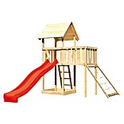 Karibu Kinderspielturm Lotti Set 40 (L x B x H: 107 x 214 x 291 cm, Natur/Rot) | BAUHAUS