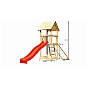 Karibu Kinderspielturm Lotti Set 16 (L x B x H: 107 x 107 x 291 cm, Natur/Rot) | BAUHAUS