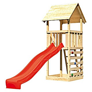 Karibu Kinderspielturm Lotti Set 18 (L x B x H: 107 x 107 x 291 cm, Natur/Rot)