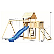 Karibu Kinderspielturm Lotti Set 47 (L x B x H: 264 x 454 x 291 cm, Natur/Blau) | BAUHAUS