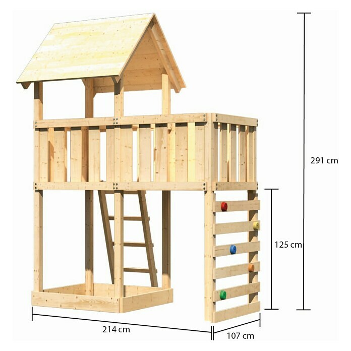 Karibu Kinderspielturm Lotti Set 26 (L x B x H: 107 x 214 x 291 cm, Natur) | BAUHAUS