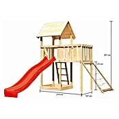 Karibu Kinderspielturm Lotti Set 40 (L x B x H: 107 x 214 x 291 cm, Natur/Rot) | BAUHAUS