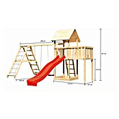 Karibu Kinderspielturm Lotti Set 30 (L x B x H: 264 x 522 x 291 cm, Natur/Rot) | BAUHAUS