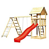 Karibu Kinderspielturm Lotti Set 12 (L x B x H: 264 x 415 x 291 cm, Natur/Rot) | BAUHAUS
