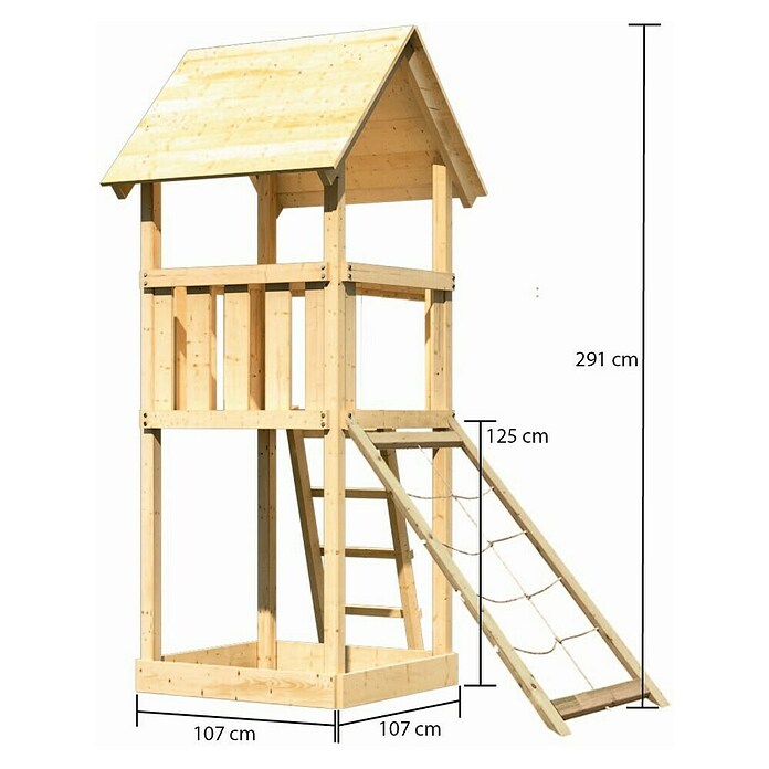 Karibu Kinderspielturm Lotti Set 7 (L x B x H: 107 x 107 x 291 cm, Natur) | BAUHAUS