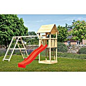 Karibu Kinderspielturm Lotti Set 12 (L x B x H: 264 x 415 x 291 cm, Natur/Rot) | BAUHAUS