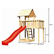 Karibu Kinderspielturm Lotti Set 14 (L x B x H: 107 x 214 x 291 cm, Natur/Rot) | BAUHAUS