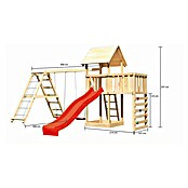 Karibu Kinderspielturm Lotti Set 54 (L x B x H: 264 x 522 x 291 cm, Natur/Rot) | BAUHAUS