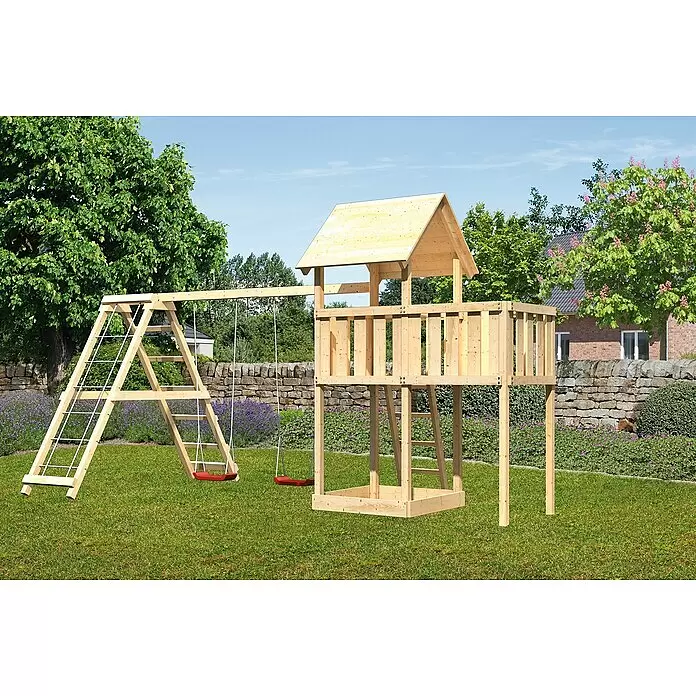 Karibu Kinderspielturm Lotti Set 20 - L x B x H: 264 x 522 x 291 cm, Natur - Stimmungsaufnahme