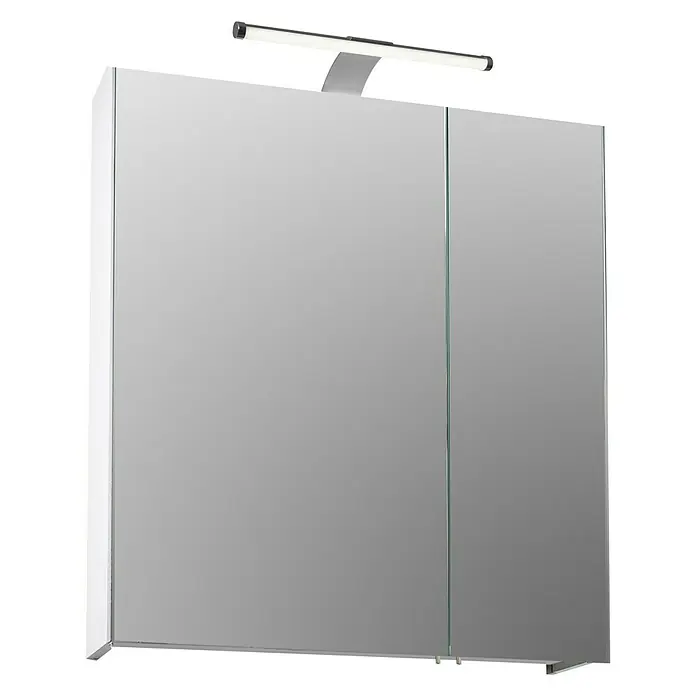 Schildmeyer LED-Spiegelschrank Roma - B x H: 60 x 75 cm, Holz, Weiß - Ein moderner Spiegelschrank mit integrierter Beleuchtung. Perfekt für jedes Badezimmer, bietet er Stauraum und stilvolles Design.