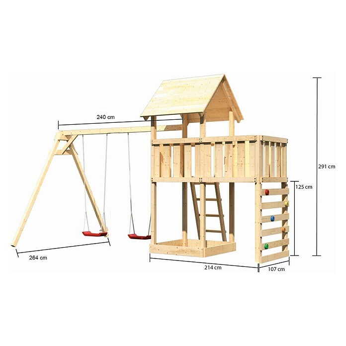 Karibu Kinderspielturm Lotti Set 45 (L x B x H: 264 x 454 x 291 cm, Natur) | BAUHAUS