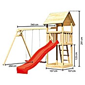 Karibu Kinderspielturm Lotti Set 10 (L x B x H: 264 x 347 x 291 cm, Natur/Rot) | BAUHAUS