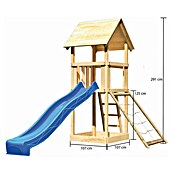 Karibu Kinderspielturm Lotti Set 15 (L x B x H: 107 x 107 x 291 cm, Natur/Blau) | BAUHAUS