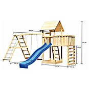 Karibu Kinderspielturm Lotti Set 53 (L x B x H: 264 x 522 x 291 cm, Natur/Blau) | BAUHAUS