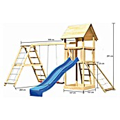 Karibu Kinderspielturm Lotti Set 33 (L x B x H: 264 x 415 x 291 cm, Natur/Blau) | BAUHAUS