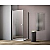 GEO Hit Eckdusche (100 x 90 x 202,2 cm, Unbeschichtet, DIN Anschlag: Links, Stärke: 6 mm, Silber)