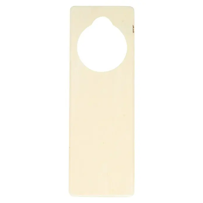 Artemio Elemento decorativo para esparcir para puertas - Madera - Un colgador de puerta de color crema con un gran agujero redondo en la parte superior, perfecto para hoteles o uso doméstico para indicar privacidad.