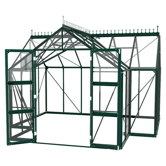 Vitavia Gewächshaus Campus (Außenmaß inkl. Dachüberstand (B x T): 383,4 x 383,3 cm, Material Seitenwand: Glas, 3 mm, Smaragd)