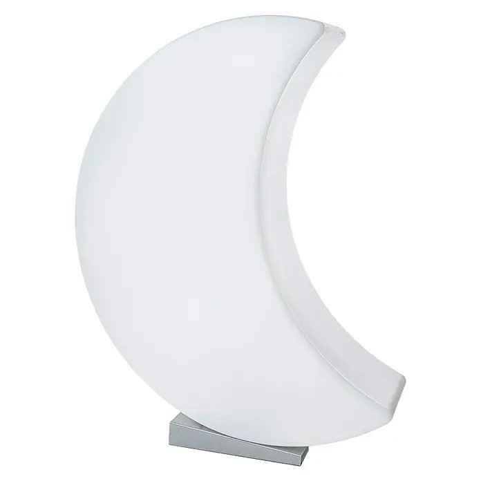 8 Seasons Design Shining Dekoleuchte Moon Mini - 9 W, Weiß, L x B x H: 10 x 29 x 41 cm - Mondförmige Lampe mit silberfarbenem Sockel, die ein sanftes, weißes Licht ausstrahlt. Ideal für eine stimmungsvolle Beleuchtung im Raum.