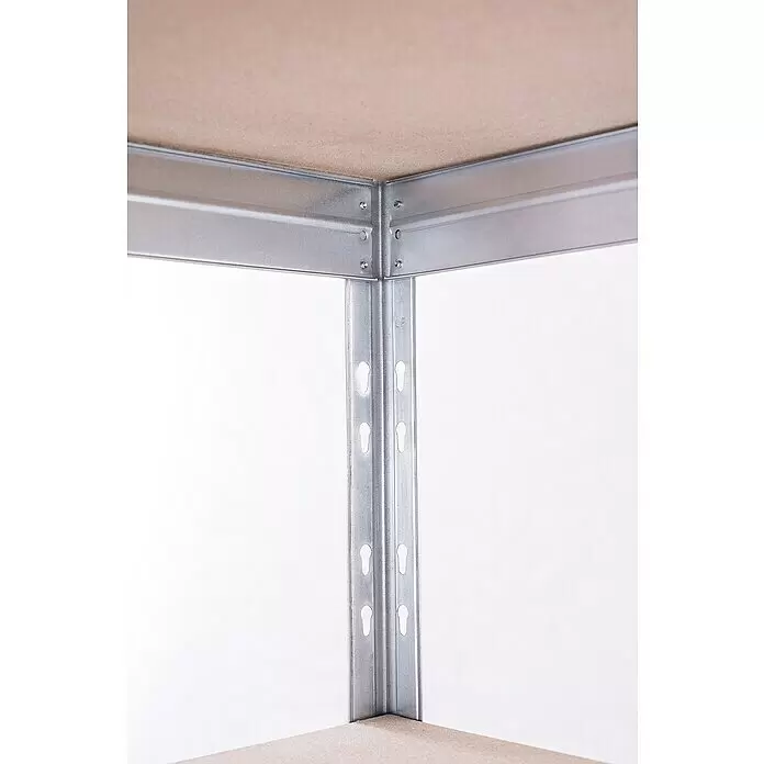 AR Shelving Schwerlastregal Rivet - H x B x T: 180 x 90 x 45 cm, Traglast pro Boden: 250 kg, Anzahl Böden: 5 Stk., Stecken, Silber - Detailaufnahme