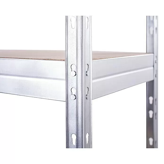 AR Shelving Schwerlastregal Rivet - H x B x T: 180 x 90 x 45 cm, Traglast pro Boden: 250 kg, Anzahl Böden: 5 Stk., Stecken, Silber - Detailaufnahme