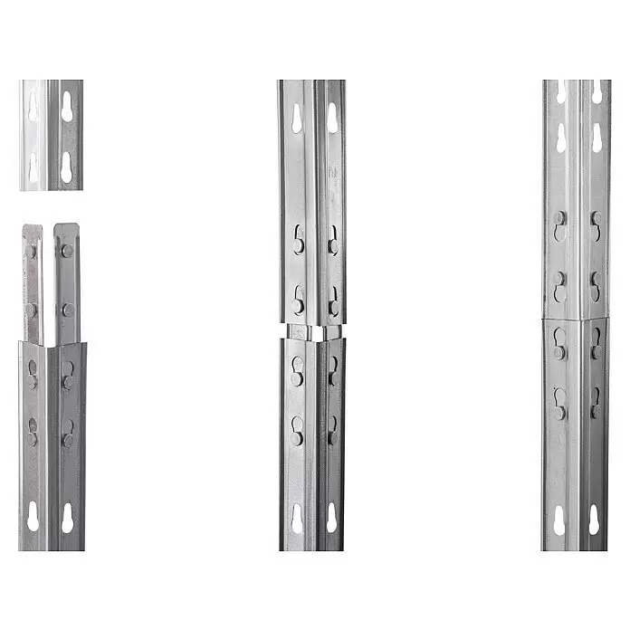 AR Shelving Schwerlastregal Rivet - H x B x T: 180 x 90 x 45 cm, Traglast pro Boden: 250 kg, Anzahl Böden: 5 Stk., Stecken, Silber - Detailaufnahme