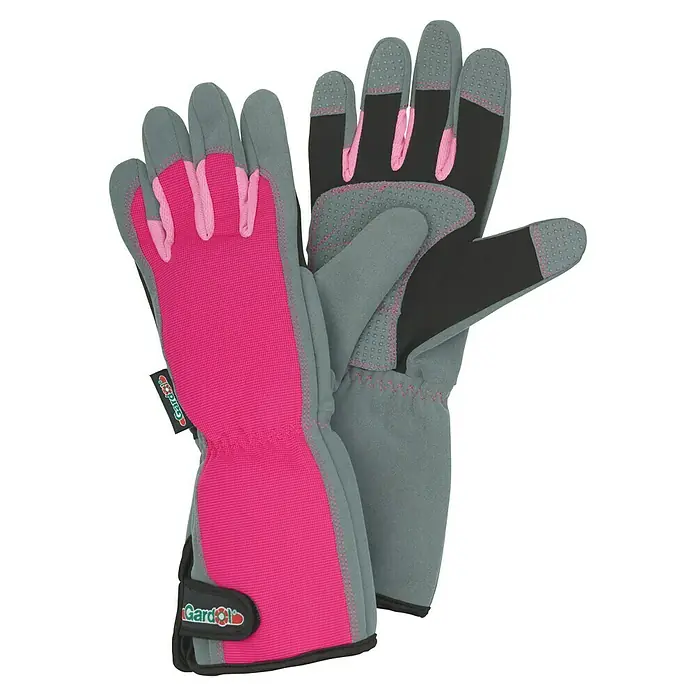 Gardol Arbeitshandschuhe - Pink, 8 - Ein Paar Gardlov Gartenhandschuhe in Rosa und Grau, ideal zum Schutz der Hände bei Gartenarbeiten. Sie bieten Komfort und Funktionalität.