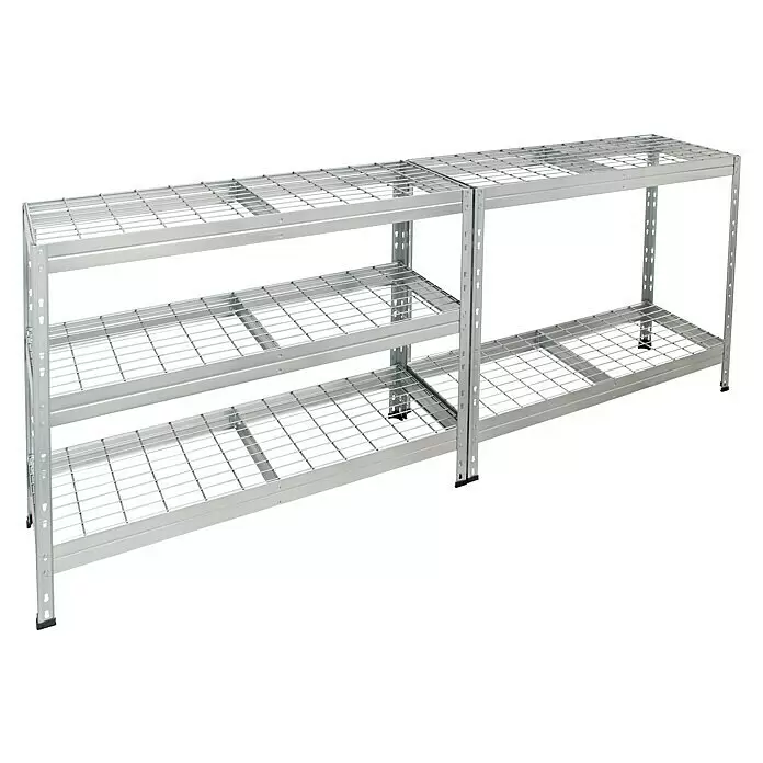 AR Shelving Schwerlastregal Rivet Wire - H x B x T: 180 x 120 x 45 cm, Traglast pro Boden: 225 kg, Anzahl Böden: 5 Stk., Stecken, Silber - Diagonale Ansicht
