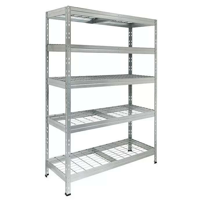 AR Shelving Schwerlastregal Rivet Wire - H x B x T: 180 x 120 x 45 cm, Traglast pro Boden: 225 kg, Anzahl Böden: 5 Stk., Stecken, Silber - Diagonale Ansicht