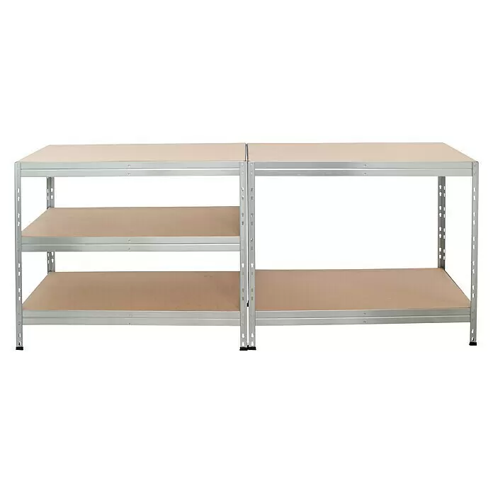 AR Shelving Schwerlastregal Rivet - H x B x T: 180 x 90 x 45 cm, Traglast pro Boden: 250 kg, Anzahl Böden: 5 Stk., Stecken, Silber - Vorderansicht