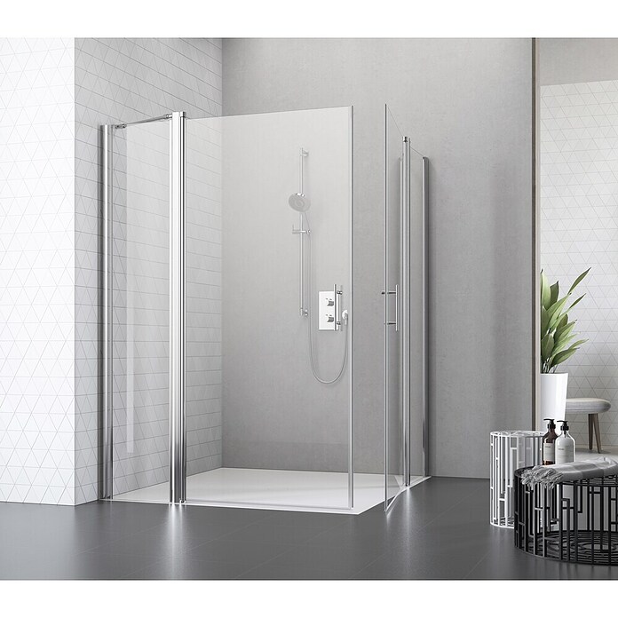 Camargue Vario Duschwand-Festteil S15 (40 x 195 cm, Beschichtet, Stärke: 6 mm, Silber)