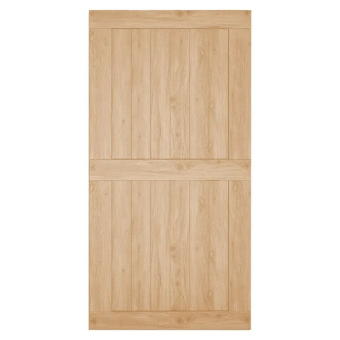 Puerta corredera de madera Harper - An x Al: 85 x 210 cm - Primer plano de una puerta de madera con diseño de paneles, que muestra elegancia rústica y detalles artesanales. Perfecto para interiores tradicionales y modernos.