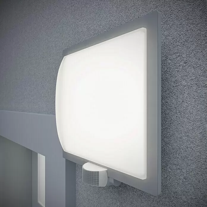 Steinel Sensor-Außenleuchte L 20 S Edelstahl - 60 W, 8 x 24 x 23 cm, Weiß/Silber, IP44 - Stimmungsaufnahme