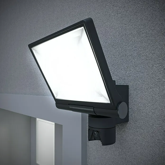 Steinel LED-Außenwandleuchte XLED CAM 1 S anthrazit - 21 W, 16,7 x 21 x 27,5 cm, IP44 - Dunkle Außenleuchte mit integrierter Kamera, die eine breite, helle Ausleuchtung bietet. Ideal zur Überwachung des Außenbereichs.