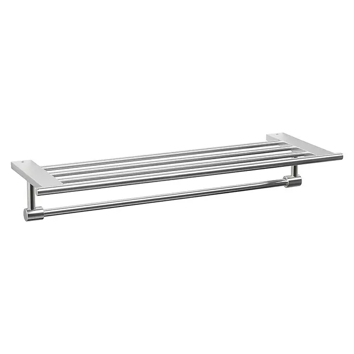 Tatay Aluminium Portatoallas - Con barra toallero - Un elegante toallero de acero inoxidable pulido con múltiples barras para toallas y un estante.