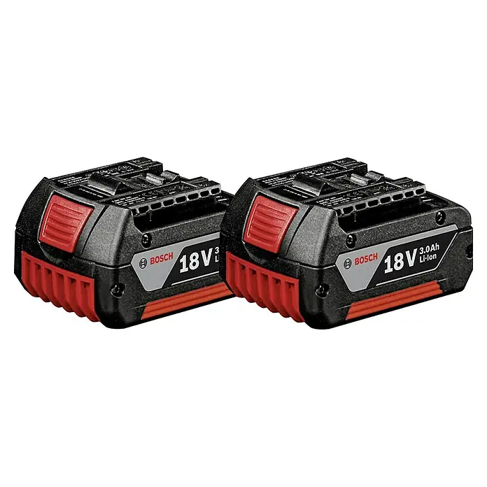 Bosch Professional AMPShare 18V Akku-Schlagbohrschrauber GSB 18V-21 - 18 V, 3 Akkus, 3 Ah - Zwei Bosch 18V 3.0Ah Li-Ion Akkus, ideal für kabellose Werkzeuge. Kompakte Bauweise für einfache Handhabung und lange Laufzeit.