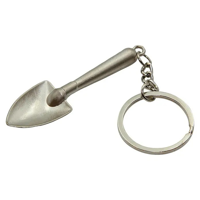 Llavero Pala - Metal - Llavero con forma de pala plateada con anilla y cadena, ideal para jardineros y amantes del jardín.