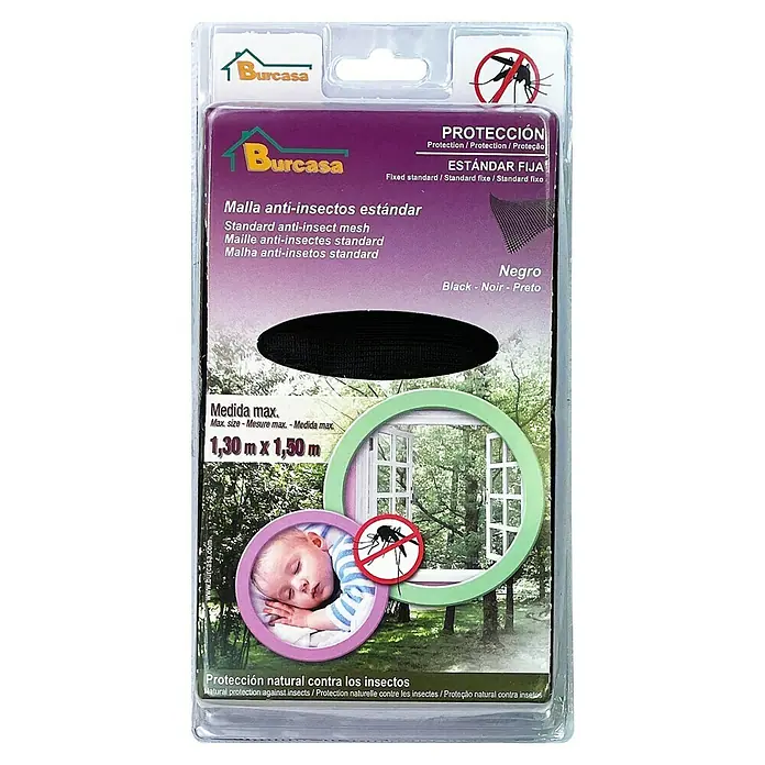 Mosquitera - An x Al: 150 x 130 cm, Color red: Antracita, Plástico - Mosquitera Burcasa, tamaño estándar 1,30 m x 1,50 m, ideal para proteger contra insectos en interiores.