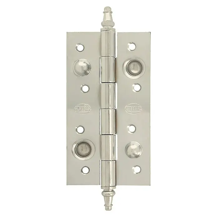 Bisagra mod. 561 - L x An: 150 x 80 mm, Cromo - Se muestra una bisagra de puerta de níquel brillante.