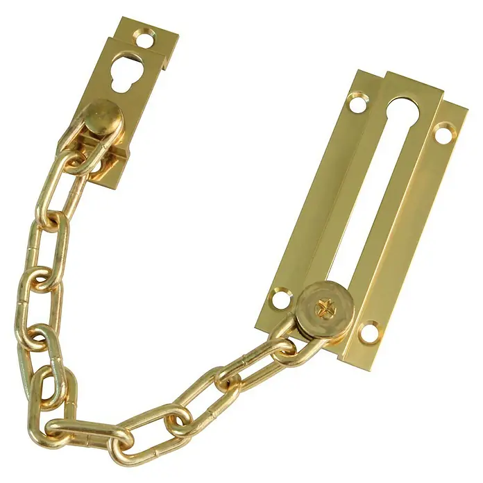 Cadena de puerta - Longitud de cadena: 20 cm, Latón, Pulido - Cadena de seguridad para puerta dorada que brinda seguridad y protección. Esta cadena es un accesorio robusto y confiable para cualquier puerta.