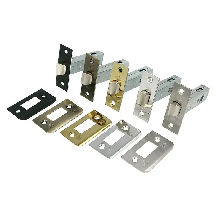 Resbalón - Apto para: Puertas de madera, Sin cerradura - Varios pestillos y bocallaves en diferentes acabados y colores para puertas interiores, ofreciendo una variedad de opciones para cualquier diseño.