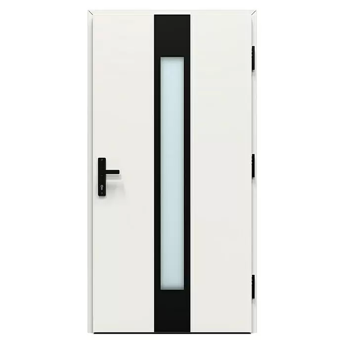Gerda Haustür Thermo Prime 75 Hanover - 110 cm x 210 mm, DIN Anschlag: Rechts, Weiß, Schwarze Details - Vorderansicht