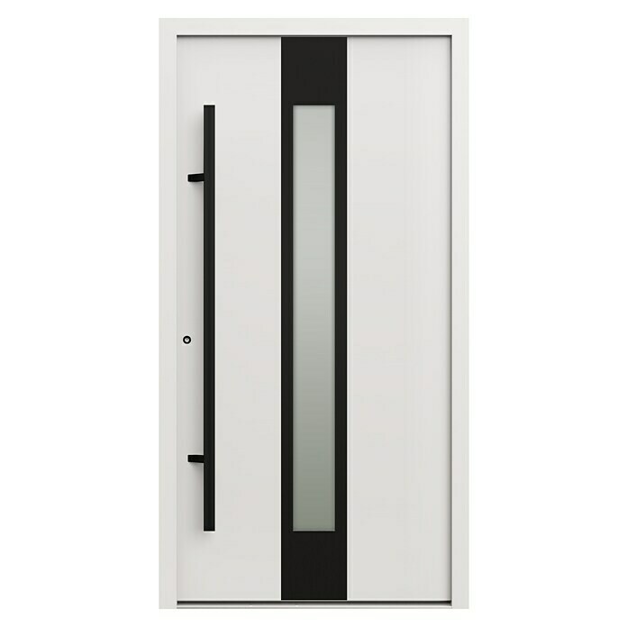 Gerda Haustür Thermo Prime 75 Hanover (110 cm x 210 mm, DIN Anschlag: Links, Weiß, Schwarze Details) | BAUHAUS