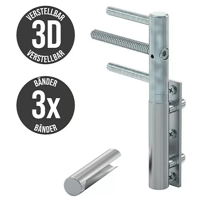 Gerda Haustür Thermo Prime 75 Ulm - 110 x 210 cm, DIN Anschlag: Links, Grau, Details in Edelstahl - Informationsansicht