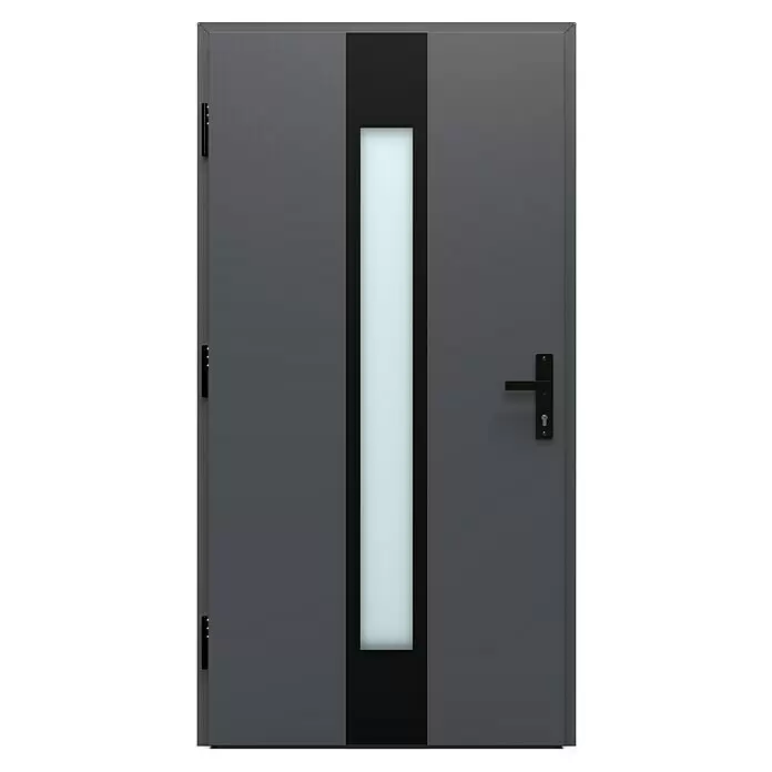 Gerda Haustür Thermo Prime 75 Hanover - 110 cm x 210 mm, DIN Anschlag: Links, Anthrazitgrau, Schwarze Details - Vorderansicht
