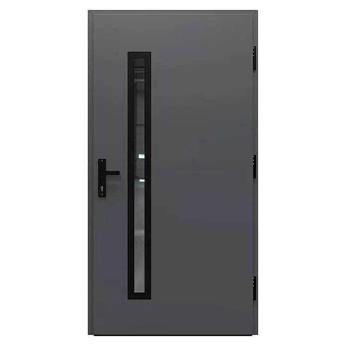 Gerda Haustür Thermo Prime 75 Rodan - 110 cm x 210 mm, DIN Anschlag: Rechts, Anthrazitgrau, Schwarze Details - Vorderansicht