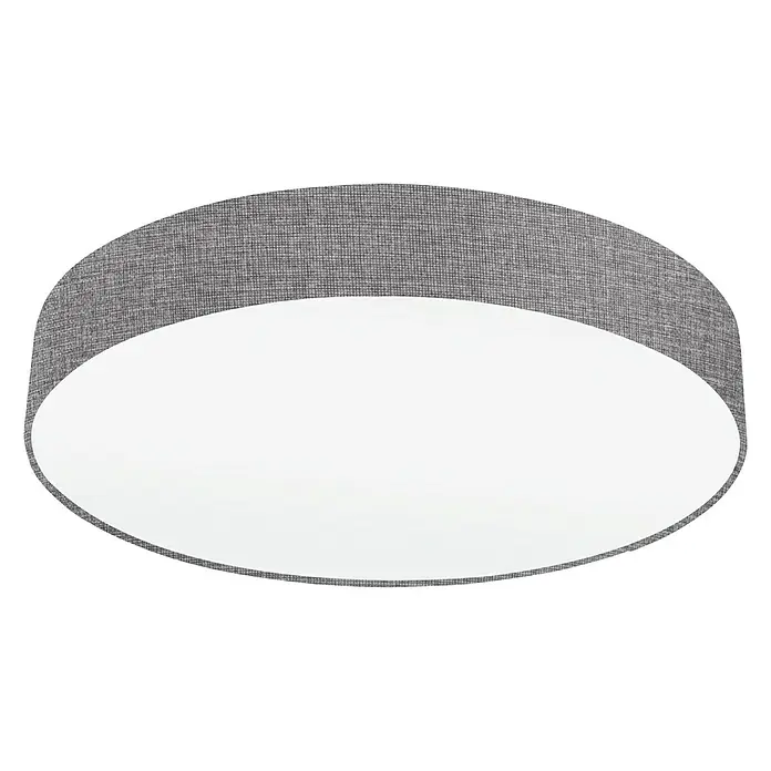 Eglo Pasteri Deckenleuchte rund - 180 W, Ø x H: 570 mm x 15 cm, Grau, Weiß, E27 - Moderne LED-Deckenleuchte mit einem grauen Stoffschirm, die ein angenehmes und diffuses Licht in jedem Raum erzeugt.