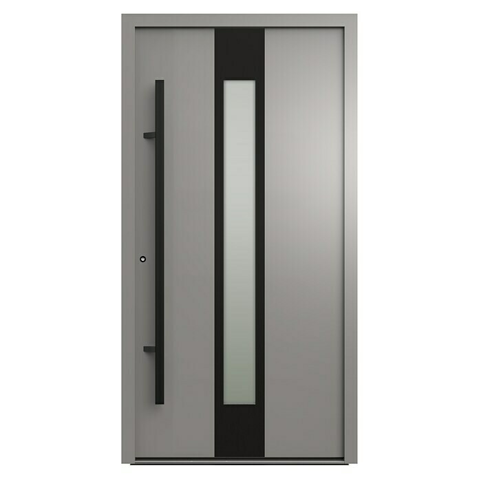 Gerda Haustür Thermo Prime 75 Hanover (110 cm x 210 mm, DIN Anschlag: Links, Grau, Schwarze Details) | BAUHAUS